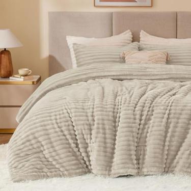 Imagem de BEDELITE Conjunto de edredom completo de lã – Roupa de cama de linho fofo supermacia e quente, luxuosa e pesada para o inverno com 2 fronhas
