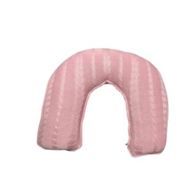 Imagem de Almofada de Amamentação em Tricot com Zíper, Formato U Anatômico, Fibra Siliconada, 37x45x13cm (Cor Rosa Prata)