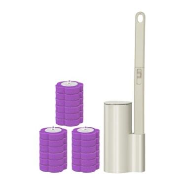 Imagem de KiBcsLic Escovas de Vaso Sanitário, Escovas de Limpeza, Produtos de Limpeza, Conjunto de Escovas de Vaso Sanitário, Cabeças de Escova de Reposição, Esponja Abr, Roxo, Tamanho real