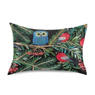 Imagem de Linda coruja bulfafe floresta verde cetim fronhas frescas floral refrescante king queen fronha padrão fronha de cama fronha tamanho king 101,6 cm x 50,8 cm