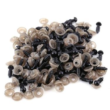Imagem de Pssopp 100 Pçs 6/9/10/12mm Olhos de Segurança de Plástico Preto Com Arruelas para Bonecas Ursos de Pelúcia Animais de Pelúcia Diy Artesanato Brinquedos Decorações de Halloween (plástico)