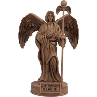 Imagem de Estátua São Rafael Arcanjo da Cura - Imagem Católica - Versão 2 (Cor Madeira)