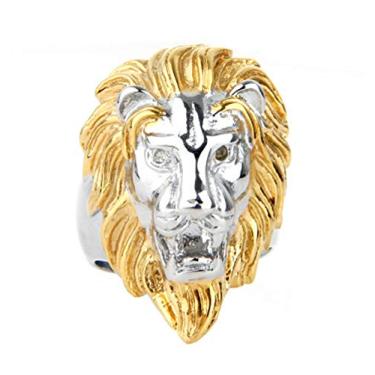Imagem de PAURO Anéis masculinos de aço inoxidável 316l vintage gótico motociclista rugindo cabeça de leão animal tamanho 7~16, Inoxidável, aço inoxidável, titânio, ouro, prata