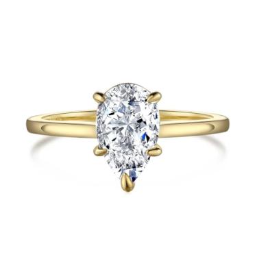 Imagem de GemKing DY120590-S-W-CS-6 Anel de zircônia cúbica colorida sem manchas de prata esterlina 925 anel de noivado ajustável joias femininas, 9, Prata esterlina, Sem pedra preciosa