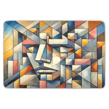 Imagem de Almofadas protetoras de colchão bege geométrico, grande, protetor de colchão para molhar a cama, almofadas de xixi para adultos laváveis