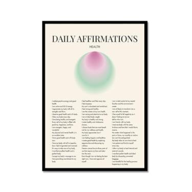 Imagem de Impressão de pôster de arte de parede com citações diárias de afirmação positiva gradiente aura pintura estética impressões sala de estar decoração de casa (SKU3,20.3x30.5 cm = (20x30cm), moldura de