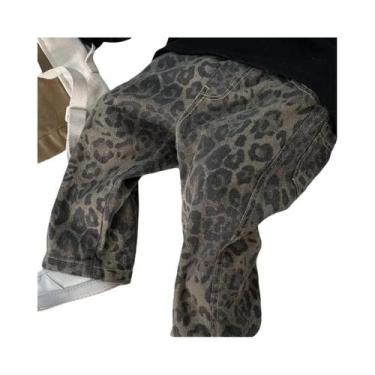 Imagem de Calças Jeans Infantis De Algodão Com Estampa De Leopardo, Estilo Hip H