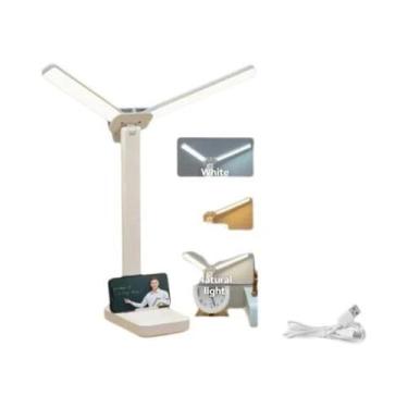 Imagem de Luminária De Mesa LED Dobrável Com Duas Cabeças, Regulável, Recarregáv
