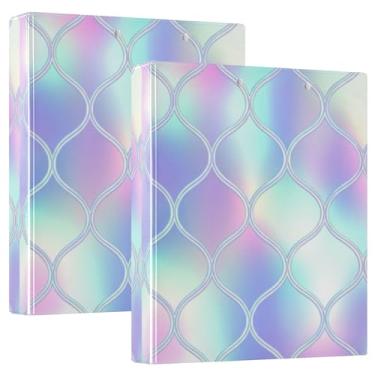 Imagem de Fichários de 3 anéis pastéis de malha macia de 3 cm, comporta 200 folhas, 3 pastas de anel, fichário redondo, 31,5 x 27 x 6 cm, pacote com 2