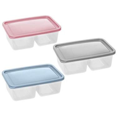 Imagem de Pote Transparente com 2 Divisória Com Tampa 1100ML - Retangular multiu