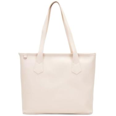 Imagem de Bolsa Tote Feminina em Couro Sintético, Alça Dupla, Preta, Design Clássico (Bege)