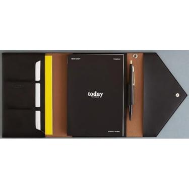 Imagem de Organizador de agenda recarregável A6 com fecho de pressão, diário semanal mensal sem data, capa compacta para notebook com bolsos para cartões e porta-canetas, diário de viagem para uso diário no