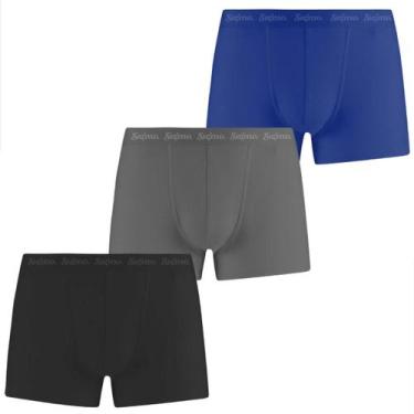 Imagem de Kit 3 Cuecas Boxer Masculina Tecido Liso Microfibra Dia a Dia - Sigma,