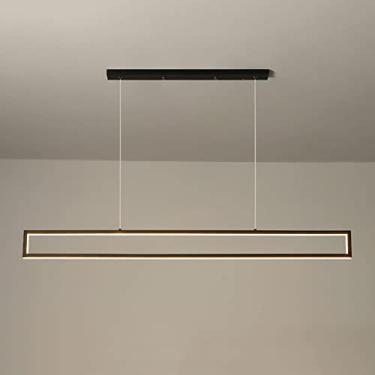 Imagem de Luminária pendente linear, luminária suspensa retangular de metal com cúpula de silicone, lustre LED moderno - 35W, luminárias de suspensão para iluminação de restaurantes, luminárias penden