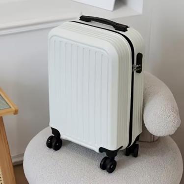 Imagem de Mala de Bordo ABS 55cm com Cadeado Rodinhas 360° Bagagem de Mão até 10kg(Branco)