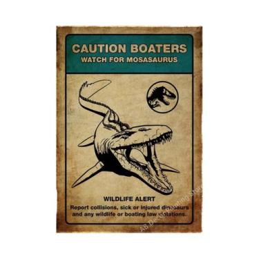 Imagem de Placa De Advertência Vintage De Dinossauro, Pôster Retrô, Arte Estétic