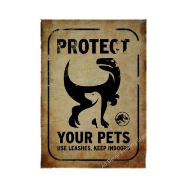 Imagem de Placa De Advertência Vintage De Dinossauro, Pôster Retrô, Arte Estétic