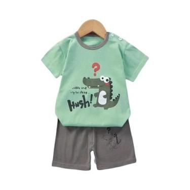 Imagem de Conjunto De Pijama Infantil De Algodão Com Estampa De Urso E Dinossaur