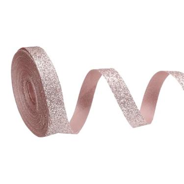 Imagem de PATIKIL Rolo de fita de glitter metálico, rolos de tecido de embrulho de presente de borda única para artesanato, buquê de casamento, festa de casamento, decoração de Natal, rosa coral