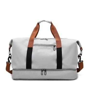 Imagem de BCMCBV Bolsa de viagem para mulheres, homens, academia, academia, ioga, bolsa de ombro transversal, bolsas de viagem de curta distância, Cinza, One Size