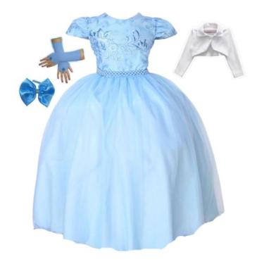 Imagem de Vestido Festa Infantil Dama Formal Com Luvas Tiara E Bolero - Pingo De