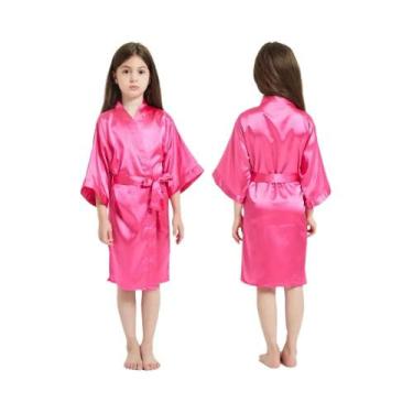 Imagem de Roupão De Seda Rosa Para Meninas, Kimono Para Bebês, Roupão De Festa D