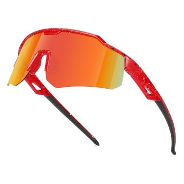 Imagem de Ofwin Óculos de sol esportivos juvenis polarizados para meninos e meninas, crianças, softball, ciclismo, corrida, idade 5-15, Armação vermelha/lente espelhada vermelha, standard