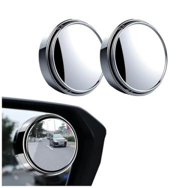 Imagem de 2 peças de espelhos de ponto cego de carro – Acessórios de espelho retrovisor parabólico adesivo grande angular com ajuste multiângulo de 360° – Espelhos de estacionamento de vidro cristal HD para