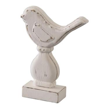 Imagem de Sintosin Estatuetas de pássaros pequenos de fazenda, decoração de casa para prateleira de 15 x 20 cm, estátua decorativa de pássaros brancos envelhecidos feitos à mão para hall de entrada, sala de