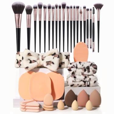 Imagem de Kit de pincéis de maquiagem, kit de maquiagem multifuncional com pincel de maquiagem, conjunto de pincéis de base, pincéis de maquiagem (conjunto de 49 peças)