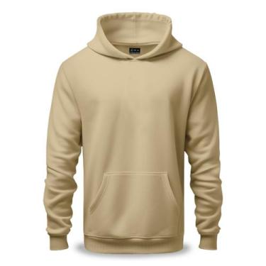 Imagem de Moletom Slim Unissex Canguru Básico Algodão e Poliéster Dia a dia Liso