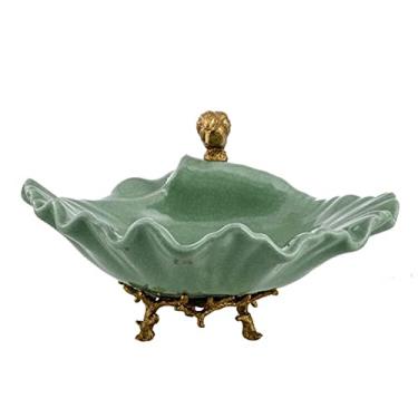 Imagem de Pratos de frutas decoração fruteira arte verde retro cerâmica prato de frutas cobre pássaro estátua decoração sala de estar sala de jantar mesa grande prato de frutas decorativo tigela de doces pratos