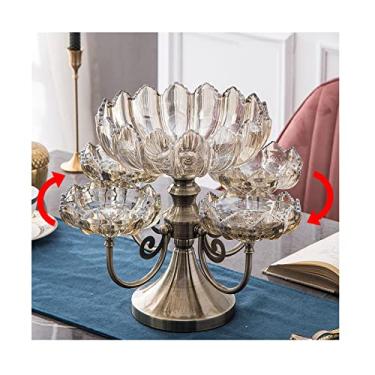 Imagem de Pratos de frutas decoração vidro cristal multicamadas prato de frutas casa sala de estar mesa de café luz criativa luxo dividido lanche prato de doces pratos de frutas/prato de frutas (cor: seis