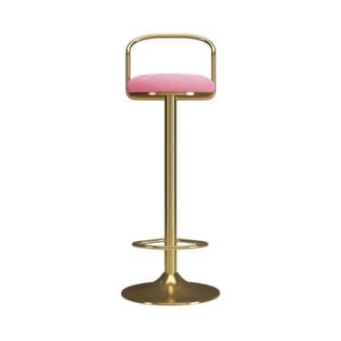Imagem de Balcão de cozinha 65-80 cm banquinho de bar simples cadeira giratória cadeira de mesa leve luxo bancos altos para uso doméstico cadeiras de bar (rosa)