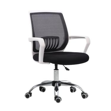 Imagem de Cadeira de escritório clássica de malha giratória cadeira de escritório cadeira de sala de conferências com suporte lombar e apoios de braços fixos cadeira de trabalho de mesa (preto)