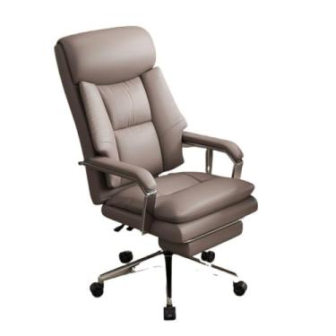 Imagem de Cadeira de escritório ergonômica ajustável com função reclinável, cadeira executiva de couro para ficar sentado em casa a longo prazo