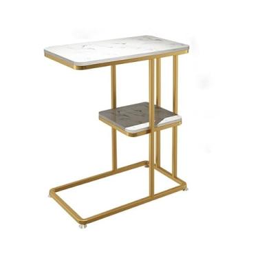 Imagem de Mesa lateral moderna para sofá, sala de estar, casa, pequena, mesa de café, mesa quadrada de mármore, quarto, mesa de cabeceira simples