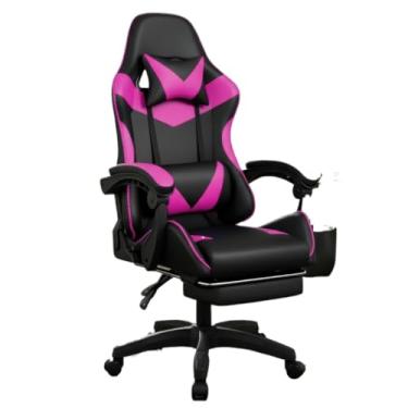 Imagem de Cadeira Gamer Profissional Escritório Ergonômica Reclinável Confortável Com Rodinha E Apoio Para Pés (Rosa)