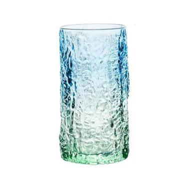 Imagem de Copos de beber gradiente, copos de água sem haste de grão de árvore colorida para bar caseiro, suco de leite, cerveja de vinho (grande)