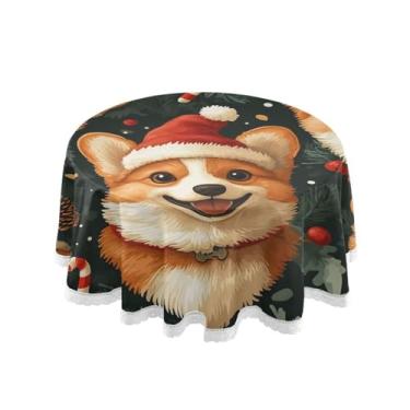 Imagem de Qilmy Toalha de mesa redonda de palmeira de treliça verde, 152 cm, resistente à água, à prova de derramamento, capa de mesa grande para jantar de reunião de família em ambientes internos e externos