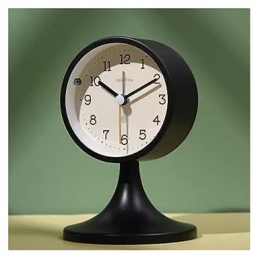 Imagem de x3anggyt5 Despertador para quarto, despertador de 12 cm, relógio pequeno silencioso sem tique-taque com algarismos arábicos, despertador de mesa com luz noturna, relógio de mesa operado por bateria (C