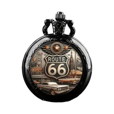 Imagem de Relógio De Bolso Design Route 66 Movimento De Quartzo Relógio Preciso 