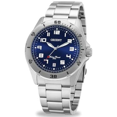 Imagem de Relogio Orient Masculino Casual Elegante Analogico Prova Dágua 50m Aço Inoxidável Prateado Mostrador Azul Calendário Efeito Fosforescente Original