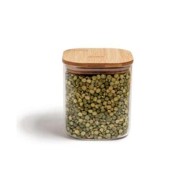 Imagem de Pote de Mantimentos Quadrado Oikos Flat com Tampa Bambu 800ML