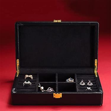 Imagem de Caixa de joias suporte organizador estojo com tampa anéis brinco colar organizador recipiente (cor: C Tamanho: 30 x 20 x 9 cm) (C 30 x 20 x 9 cm)