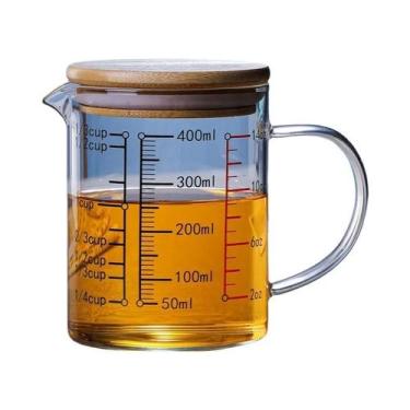 Imagem de Copo Medidor De Vidro Borossilicato Transparente Com Alça E Bico Em V,
