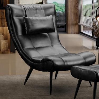 Imagem de Poltrona Decorativa Sala de Estar Pés Palito Letty PU Preto G19 - Gran Belo