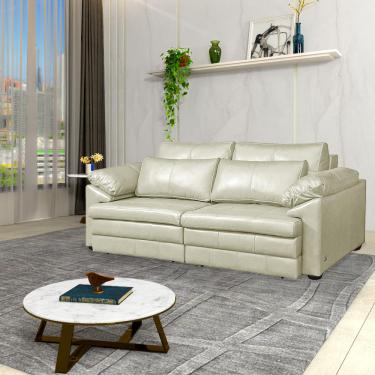 Imagem de Sofá Decorativo Piece Bipartido Retrátil Sala de Estar 215cm Couro Tiza G58 - Gran Belo