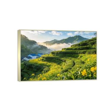 Imagem de Impressão em tela de paisagem pronta para pendurar flores montanha arte de parede pintura moderna decoração de casa quadro prata 50 x 75 cm 20 x 30 pol