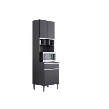 Imagem de Armário Paneleiro Duplo 4 Portas 1 Gaveta Com Nicho Andréia Cinza Fosco